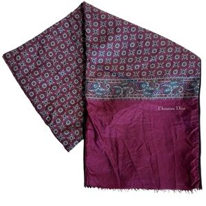 DIOR 100% silk and wool vintage patterned scarf